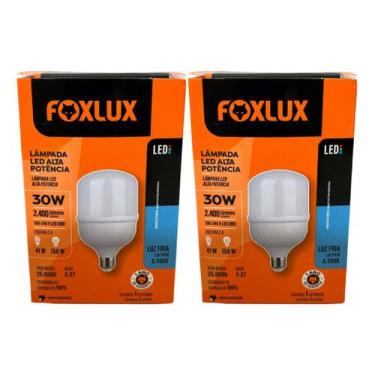 Imagem de Lampada Led Bulbo 30w 6500 K Foxlux Bivolt Kit 02 Und, Branco-frio