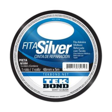 Imagem de Fita Silver Tape 5m X 48mm Tek Bond Faixa Preta + Resistente - Tekbond