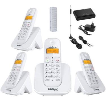 Imagem de Kit Aparelho Telefone Bina Entrada Chip Celular 3G 3 Ramal - Intelbras