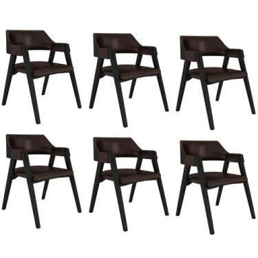 Imagem de Kit 6 Cadeiras Sala de Jantar e Jogos Carteados Madeira Maciça Poker P