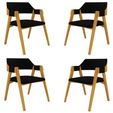 Imagem de Kit 4 Cadeiras Sala de Jantar e Jogos Carteados Madeira Maciça Poker V