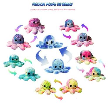 Imagem de Polvo De Pelúcia Reversível Feliz Ou Bravo Pequeno 10cm - BBR Toys, Po