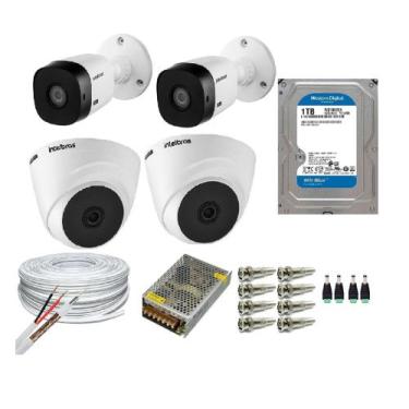 Imagem de Kit 4 Câmeras Segurança VHC Hd 720P Intelbras + cabos conectores C/Hd 