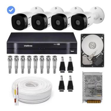 Imagem de Kit Cftv 4 Câmeras Multi Hd 720p 1mp Dvr Intelbras Mhdx 1104