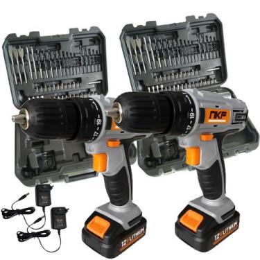 Imagem de Kit 2 Furadeira Parafusadeira à Bateria 12V com Maletas e Acessórios F