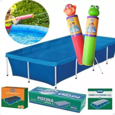 Imagem de Kit Completo Piscina 3000l Mor + Capa +forro + 2 Lança Agua, VERDE VER