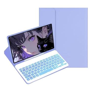 Imagem de Capa Para Tablet Com Teclado Bluetooth Para Samsung Tab S7/S8 11 Polegadas T870/875/X700/X706 (Roxo, Teclado retroiluminado)