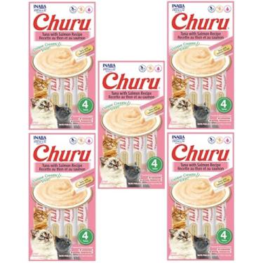 Imagem de Kit 05 Churu Petisco Para Gatos Vários Sabores Escolher Inaba - 20 Tubetes (Kiti 5 unid. (20 Tubetes), Atum e Salmão)