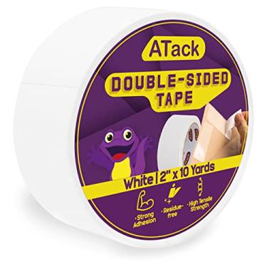 Imagem de ATack Double-Sided Tape White, 5.1cm x 10 Yards, Heavy Duty Double Sides self Sticky Wall Fabric Tape for Wood Templates, Furniture, Leather, Curtains and Craft