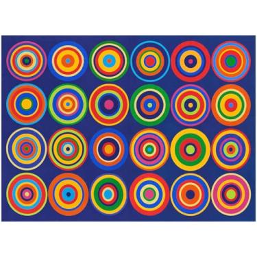 Imagem de HiiARug Tapete de área de assento circular colorido para sala de aula infantil, sala de jogos, tapete de sala de aula pré-escolar, 2,8 m x 30,5 cm, retangular