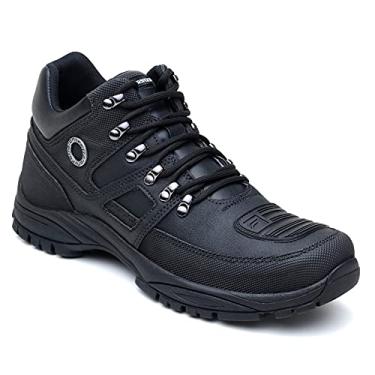 Imagem de Bota Coturno Masculino Motoqueiro Couro Sintetico Forro Jacar Sola Pneu (Preta, BR, Adulto, Numérico, 37)