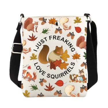 Imagem de Presentes de esquilos para amantes de esquilos bolsa transversal I Just Freaking Love Squirrel Cross Body Bucket Bag com alça, Bolsa corporal de esquilo