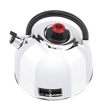 Imagem de Cronômetro de Cozinha, Cronômetro de Cozinha Manual Cronômetro de Cozinha 60 Minutos Em Formato de Bule de Aço Inoxidável Prata Não Requer Baterias para Salões de Beleza,
