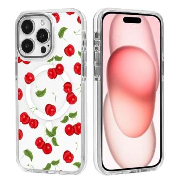 Imagem de TAMEFOX Capa transparente para iPhone 16 Pro Max, com Magsafe, capa protetora fina de TPU macio vermelho fresco para mulheres e meninas para iPhone 16 Pro Max-6,9 polegadas (branca)