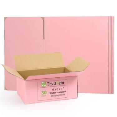 Imagem de TryDrem Caixas de Remessa Médias 9X6X4", Pacote com 30 Caixas de Papelão Ondulado Rosa, Caixas de Embalagem para Correspondência para Pequenas Empresas