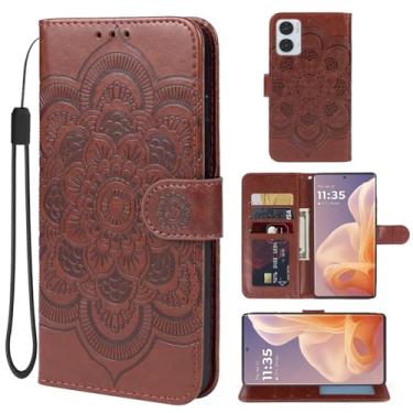 Imagem de Bohefo Capa para Moto G85 5G, capa carteira Motorola S50 Neo, capa flip de couro mandala com suporte para cartão de crédito para Motorola Moto G85 5G marrom