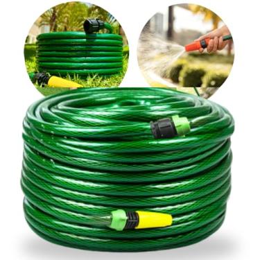 Imagem de Mangueira de Jardim Quintal Trançada Anti-Torção Flexível 50 metros Resistente Com Esguicho