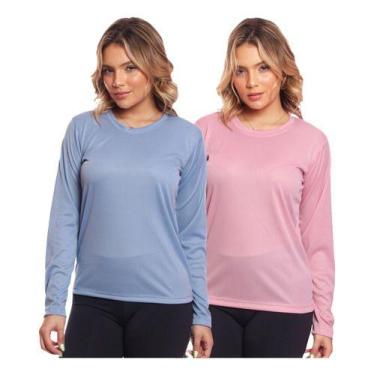 Imagem de Kit 2 Camisas Feminina Camiseta Térmica Proteção Solar Uv - MC Digital