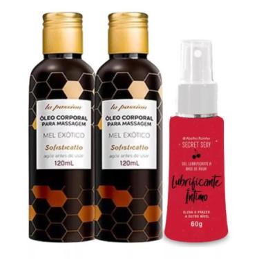 Imagem de Kit Sensual: 1 Lubrificante À Base De Água Secret Sexy + 2 Óleo Massag