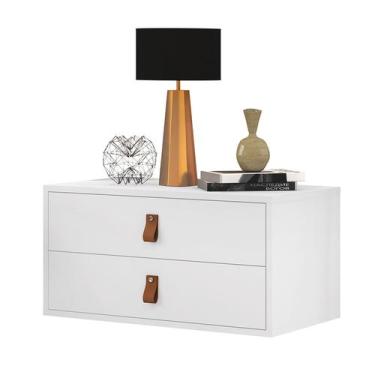 Imagem de Mesa de Cabeceira Unic 60cm e 2 Gavetas Cor Branco - Casa Detalhe