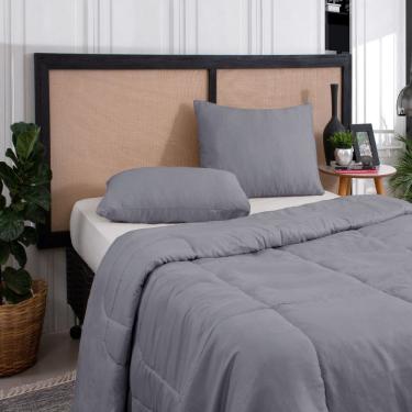 Imagem de Kit Edredom Casal Queen 3 Peças Margarida Cama Box Cinza