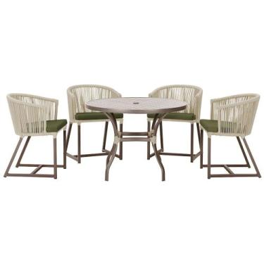 Imagem de Mesa com 4 Cadeiras de Jantar Roma 100cm e Noronha em Aluminío Marrom 