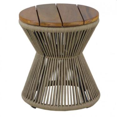 Imagem de Mesa de Centro Ampulheta Corda Náutica e Tampo Madeira Trama - Trama O