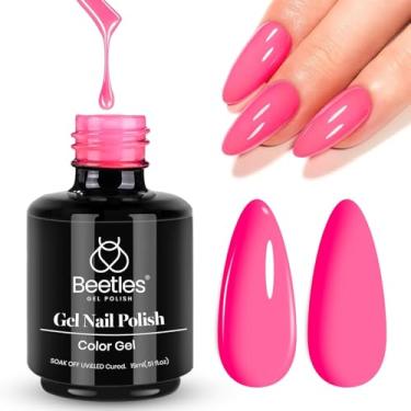 Imagem de Beetles esmalte de gel rosa choque, 1 peça, 15 ml, esmalte de gel rosa néon, cor brilhante, lâmpada de LED UV para mulheres, presentes de manicure DIY para mães