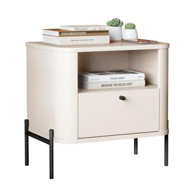 Imagem de Mesa de Cabeceira Tucupí Slim Off White Preto JB Bechara