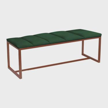 Imagem de Calçadeira Industrial Carla 195cm King Size Quarto Box Cama Ferro Bronze Suede Verde - Ahz Móveis