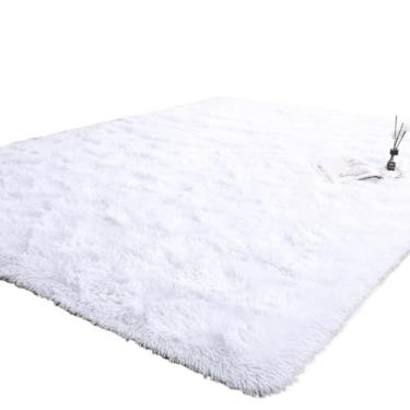 Imagem de Tapete Sala 1,00 X 1,50 Peludo Shaggy Macio Quarto Felpudo(BRANCO)