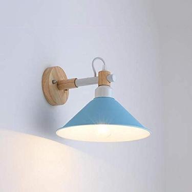 Imagem de HOSETEON Luminária de parede europeia yle macaron industrial celeiro de metal com cúpula de funil de ferro arandela de parede interna E27 luminária compatível com quarto infantil, oom, g Ro