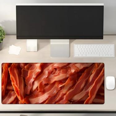 Imagem de Turamurra Tapete de mouse para jogos Bacon 80 cm x 30 cm, base de borracha antiderrapante para computadores, laptop, escola, escritório, acessórios de casa, decoração, mouse pad, tapete de mesa de