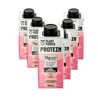 Imagem de Plant Power Shake Proteico Vegetal, Banana com Morango, 15g Proteína, Zero Glúten, Pack com 6x 250ml