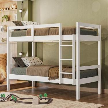 Imagem de Cama Beliche Solteiro Madeira Maciça Com Grade Proteção Reforçado Wood