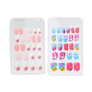 Imagem de Kit com 120 Unhas Postiças Infantil com Cola 10 Caixas