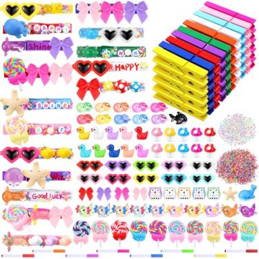 Imagem de Weysat Conjunto de 80 alfinetes de torcida, clipes espirituais, roupas, broches de torcida de madeira para mochilas, incluindo mini laços e canetas de animais de resina para mochilas de líderes de