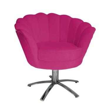 Imagem de Poltrona Decorativa Pétala Base Giratória Metal Couro Rosa Pink Mz Dec