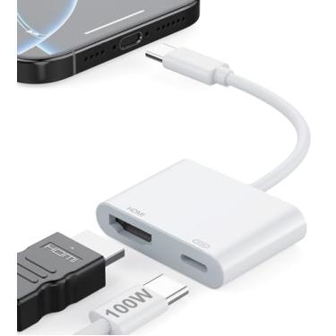 Imagem de MTAKYA Adaptador USB‑C para HDMI 4K a 60Hz com porta de carregamento PD de 100W para iPhone 15/16, MacBook Pro/Air, iPad Pro/Air, Galaxy S25–S20, Google Pixel e mais