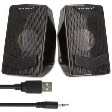 Imagem de Conjunto com 2 Caixas de Som para Notebook, PC USB Entrada P2 Preto X-Cell - XC-CM-08