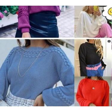 Imagem de Blusa manga longa, tecido tricô - Filó Modas, Pink, M