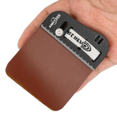 Imagem de POEARCUS Aba de dedo Barebow para tiro com arco - abas de dedo para 3 dedos sob arco recurvo, rosto de couro de vaca premium e camurça, protetor de alumínio com sistema de ajuste de flechas (mão