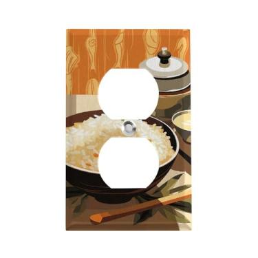 Imagem de Arroz vegetal 1 capa dupla placa capa decorativa interruptor de luz dispositivo elétrico para quarto cozinha decoração de casa 11,4 cm x 7,1 cm