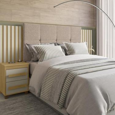 Imagem de Cabeceira Estofada Extensível Casal/queen/king com 2 Mesas de Apoio 4 