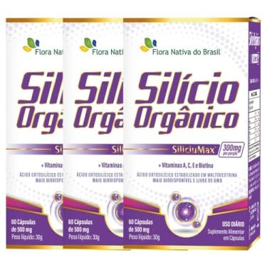 Imagem de KIT 3X Silício Orgânico SiliciuMax® + Vitaminas 500mg 60 Cápsulas - Flora Nativa