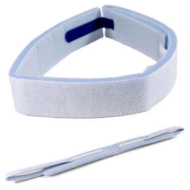 Imagem de EZGOODZ Suporte de tubo de traqueostomia azul, médio. Coleira ajustável de uma peça. Laço acolchoado de espuma absorvente de umidade com abas de gancho. Suprimentos de traqueostomia para cuidados de