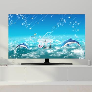 Imagem de Capa de TV elegante protetor de tela de TV LCD LED 32-80 polegadas capa de proteção universal à prova de poeira para LCD/LED/tecido plasma decoração de arte interior azul-4||65 polegadas (152 x 92 cm)