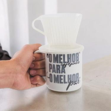 Imagem de Caneca de Cerâmica com Coador, 300ml, O Melhor Pai, Branca