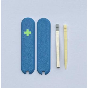 Imagem de Capas de substituição para balanças Victorinox cabos de plástico de 58 mm com pinças e cruz brilhante de palito de dente (azul)