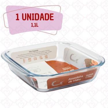 Imagem de Travessa Refratária Saladeira Quadrada Vidro 1,1L Freezer